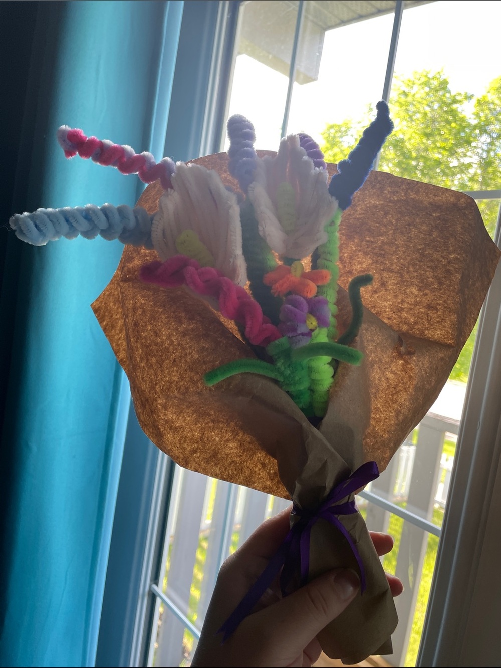 Colorful Handmade Pipe Cleaner Flower Bouquet